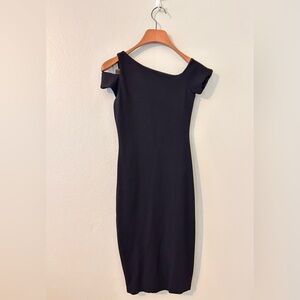 NWOT - Bailey 44 Black Sheath One Shoulder Cap Sleeve Cocktail Dress